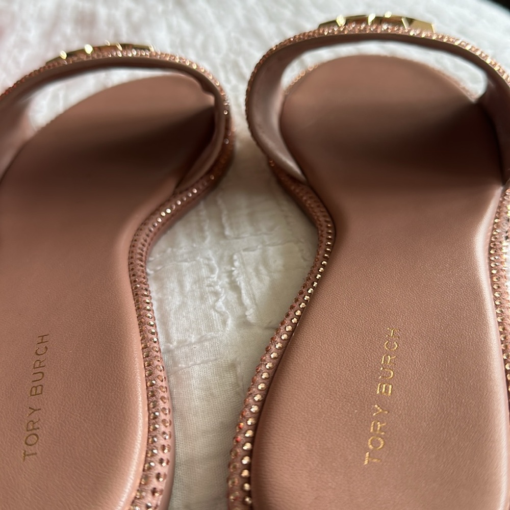Tory Burch Everly slide Rose Gold Studded Slides sz 9.5 - Picture 4 of 10